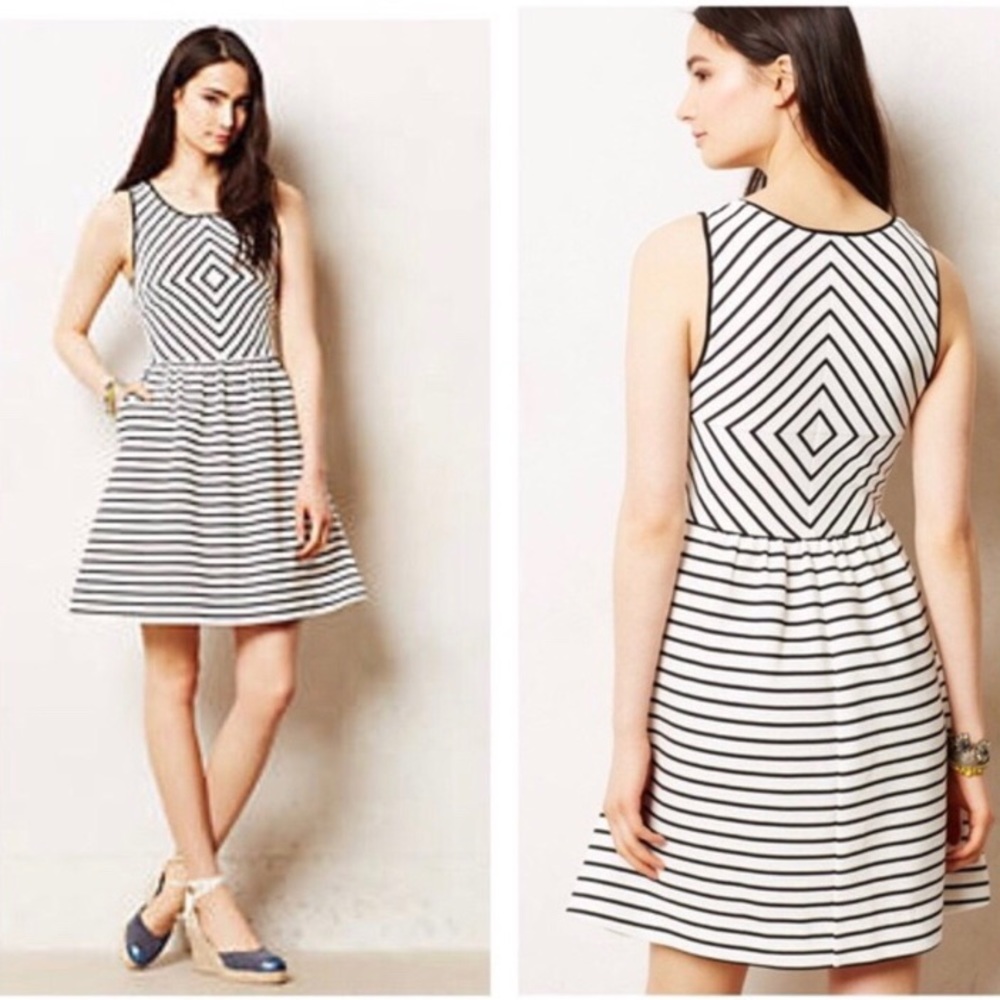 Anthropologie Maeve Striped Diamond Dress